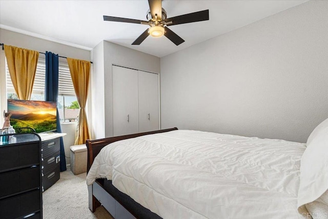 1539 Sonora Dr Unit 258, Chula Vista, CA 91911 - bedroom with light colored carpet, a closet, and ceiling fan