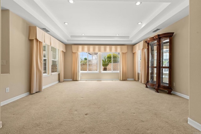 30700 Spyglass Way, Canyon Lake, CA 92587 - spare room with a tray ceiling, carpet floors, baseboards, and recessed lighting