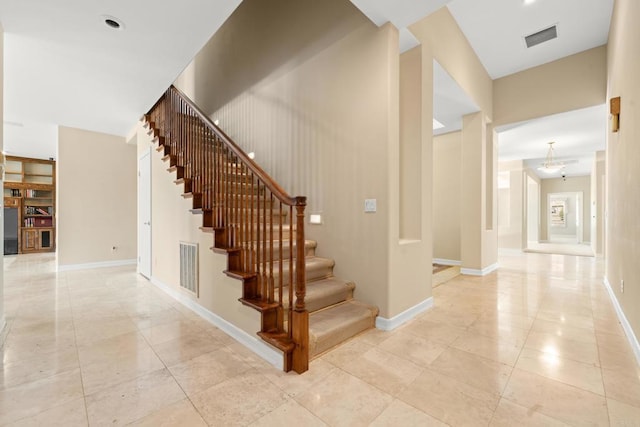 30700 Spyglass Way, Canyon Lake, CA 92587 - stairs with baseboards and tile patterned floors