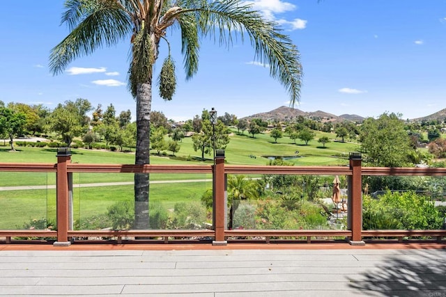 30700 Spyglass Way, Canyon Lake, CA 92587 - wooden deck with a mountain view, golf course view, and a yard