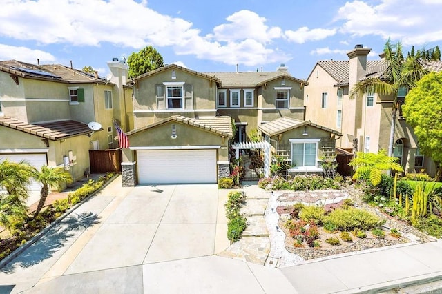 7132 Torrey Mesa Ct, San Diego, CA 92129 - view of front of house with stucco siding, concrete driveway, a residential view, and an attached garage