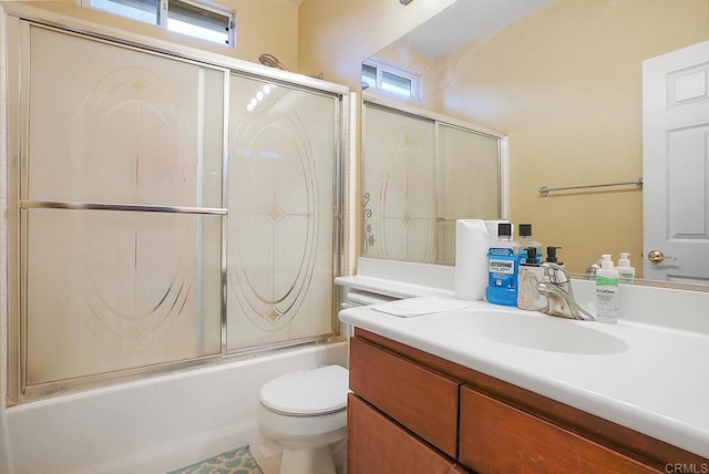 7132 Torrey Mesa Ct, San Diego, CA 92129 - full bath featuring toilet, bath / shower combo with glass door, and vanity