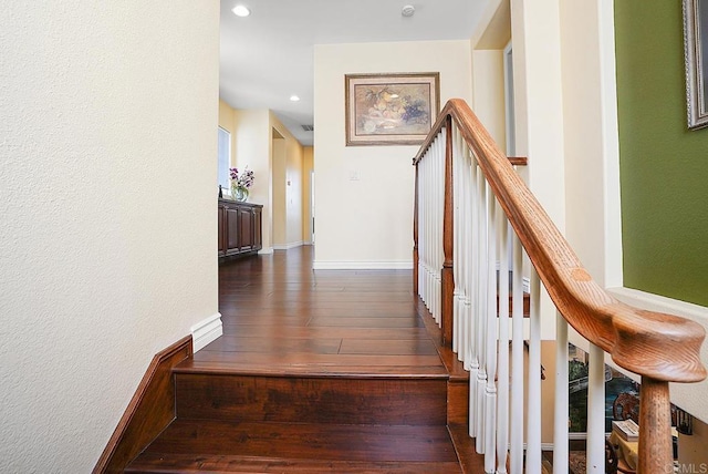 7132 Torrey Mesa Ct, San Diego, CA 92129 - stairway with wood-type flooring, recessed lighting, and baseboards
