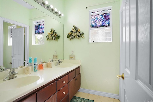 7132 Torrey Mesa Ct, San Diego, CA 92129 - bathroom with double vanity, baseboards, and tile patterned flooring