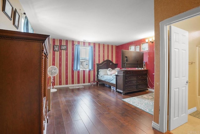 7132 Torrey Mesa Ct, San Diego, CA 92129 - bedroom with wallpapered walls, hardwood / wood-style floors, and baseboards