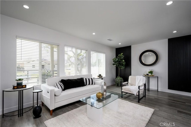 10806 S St Andrews Pl, Los Angeles, CA 90047 - living area featuring wood finished floors, baseboards, and recessed lighting