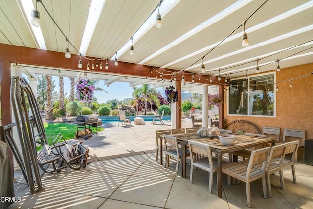 35135 Caprock Rd, Santa Clarita, CA 91390 - view of patio with outdoor dining space and an outdoor pool