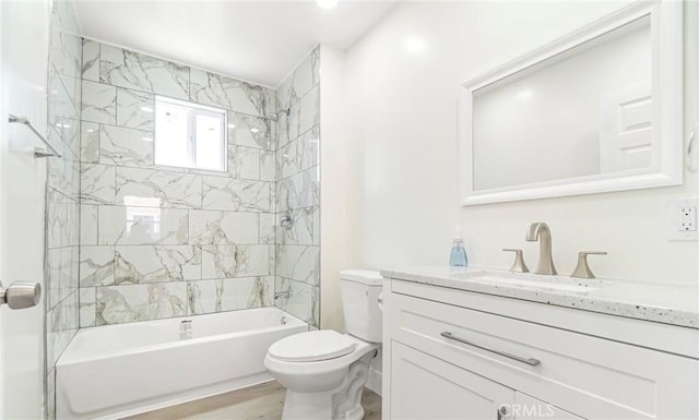 6751 7th Ave, Los Angeles, CA 90043 - full bathroom featuring toilet, vanity, washtub / shower combination, and wood finished floors