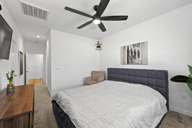 7641 University Ave Unit 105, La Mesa, CA 91942 - carpeted bedroom featuring baseboards, recessed lighting, and a ceiling fan