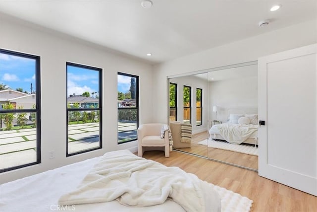 22452 Dolorosa St, Woodland Hills, CA 91367 - bedroom with wood finished floors, recessed lighting, and a closet