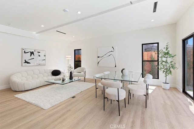 22452 Dolorosa St, Woodland Hills, CA 91367 - dining area featuring light wood-type flooring, baseboards, and recessed lighting
