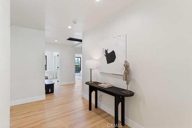 22452 Dolorosa St, Woodland Hills, CA 91367 - corridor featuring wood finished floors, recessed lighting, and baseboards