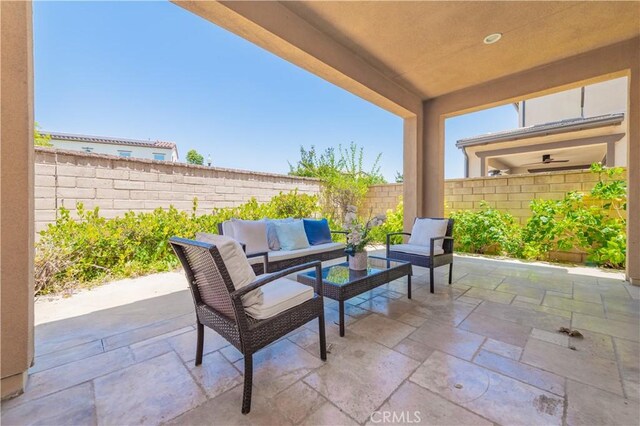 3407 Paseo Dr, Brea, CA 92823 - fenced backyard with an outdoor hangout area and a patio area