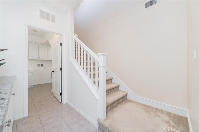 3407 Paseo Dr, Brea, CA 92823 - staircase with tile patterned flooring and baseboards