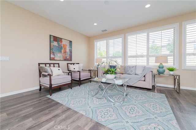 3407 Paseo Dr, Brea, CA 92823 - living room featuring baseboards, wood finished floors, and recessed lighting