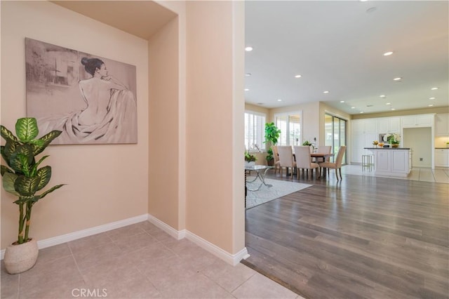 3407 Paseo Dr, Brea, CA 92823 - hallway with recessed lighting, baseboards, and light wood-style flooring