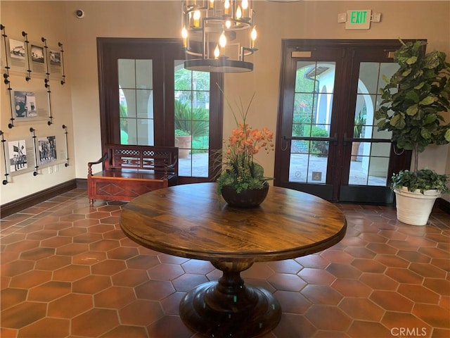 3407 Paseo Dr, Brea, CA 92823 - tiled foyer featuring plenty of natural light, french doors, and a chandelier