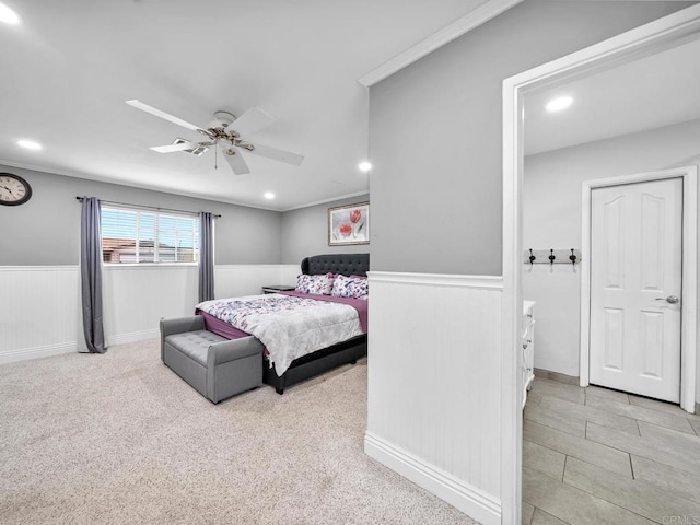1562 Richandave Ave, El Cajon, CA 92019 - bedroom with wainscoting, recessed lighting, and a ceiling fan