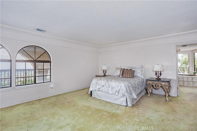 350 Roughrider Rd, La Verne, CA 91750 - carpeted bedroom featuring ornamental molding, baseboards, and a textured ceiling