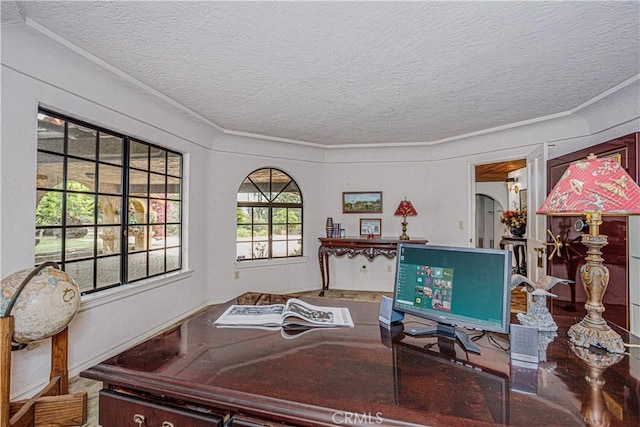 350 Roughrider Rd, La Verne, CA 91750 - office area featuring a textured ceiling and ornamental molding