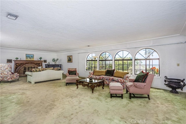 350 Roughrider Rd, La Verne, CA 91750 - carpeted living area with plenty of natural light, crown molding, and a textured ceiling