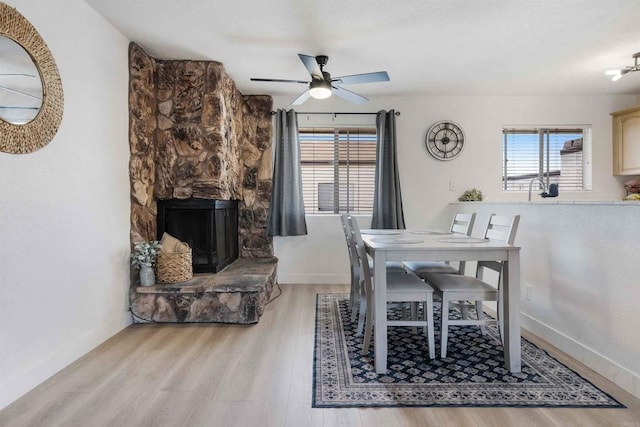 1025 4th Ave Unit 8, Chula Vista, CA 91911 - dining area featuring light wood-style floors, ceiling fan, plenty of natural light, and baseboards