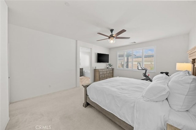 11066 Guffey Ranch Way, Corona, CA 92883 - carpeted bedroom featuring a ceiling fan and ensuite bathroom