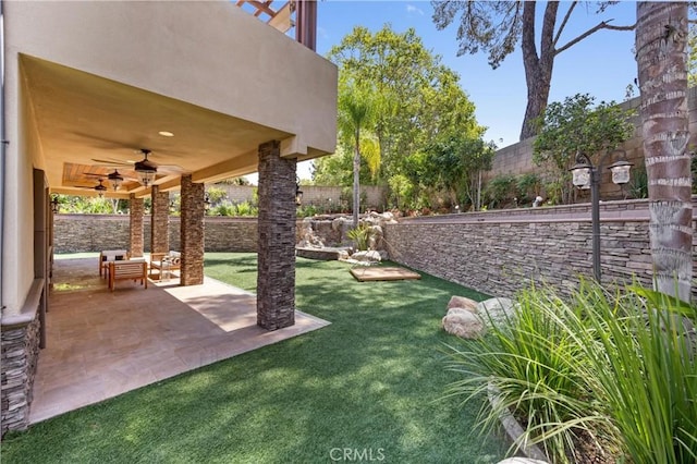 1202 Duke Ln, Walnut, CA 91789 - view of yard featuring ceiling fan and a patio area