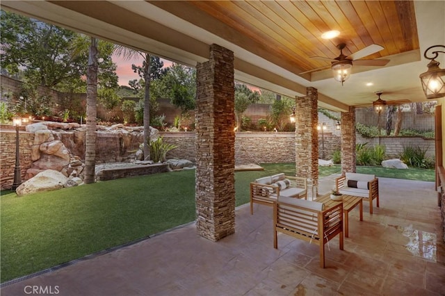 1202 Duke Ln, Walnut, CA 91789 - view of patio / terrace with ceiling fan and an outdoor living space
