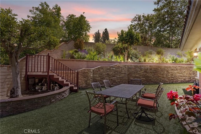 1202 Duke Ln, Walnut, CA 91789 - view of patio / terrace featuring stairs and outdoor dining space