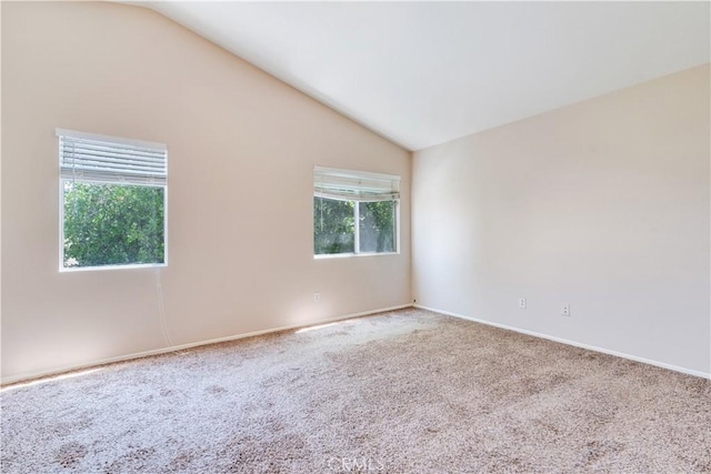 26057 Crestmont Cir, Menifee, CA 92586 - unfurnished room featuring vaulted ceiling, carpet floors, and baseboards