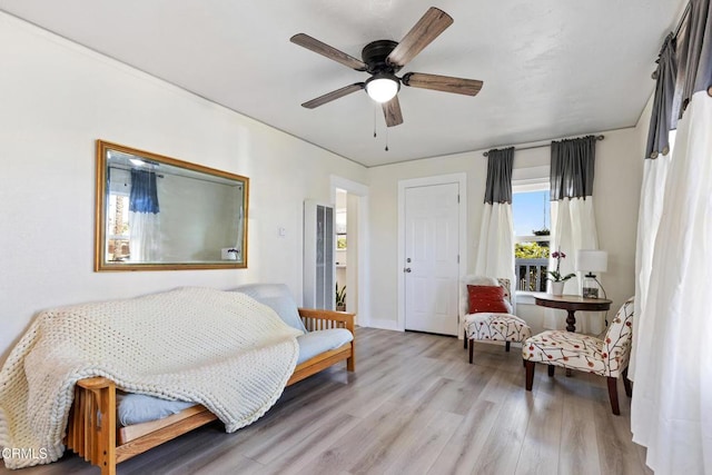 618 S C St, Oxnard, CA 93030 - living area featuring wood finished floors, ceiling fan, and baseboards