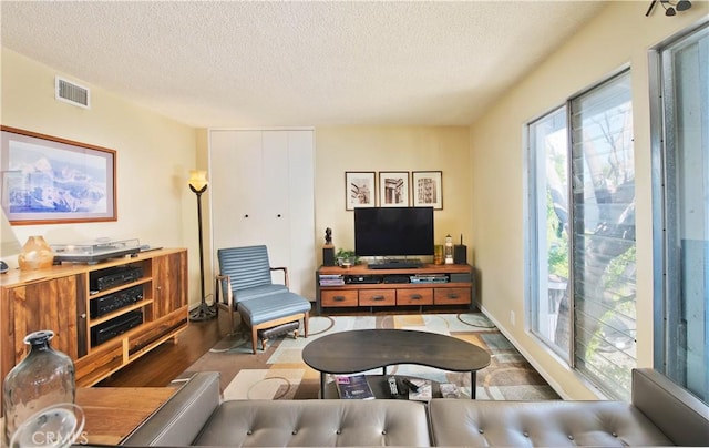 4252 Fair Ave Unit 2, North Hollywood, CA 91602 - living area with a textured ceiling and wood finished floors