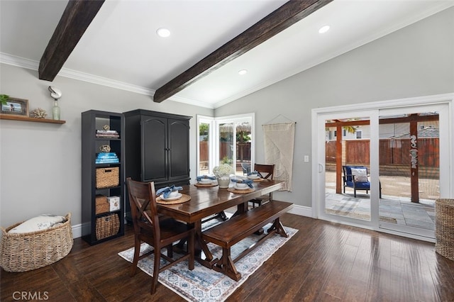 2818 Via Blanco, San Clemente, CA 92673 - dining room with baseboards, dark wood-style flooring, and recessed lighting