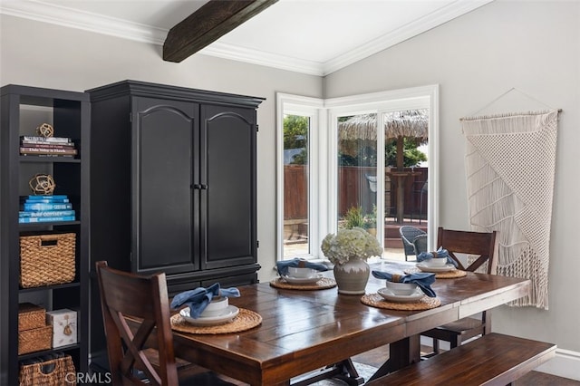 2818 Via Blanco, San Clemente, CA 92673 - dining space featuring beam ceiling and ornamental molding