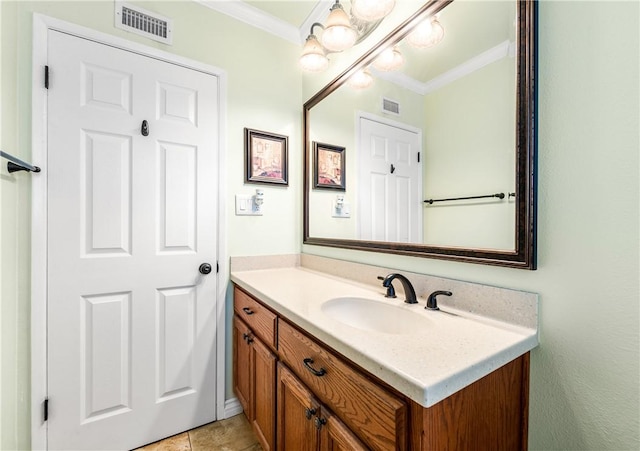 11628 Cedarvale St, Norwalk, CA 90650 - bathroom with crown molding, vanity, and a chandelier