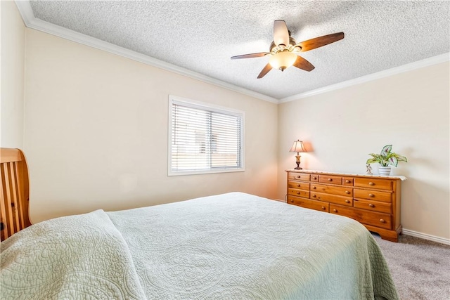11628 Cedarvale St, Norwalk, CA 90650 - carpeted bedroom with a textured ceiling, ornamental molding, and ceiling fan