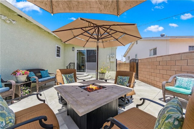 11628 Cedarvale St, Norwalk, CA 90650 - view of patio / terrace featuring an outdoor living space with a fire pit