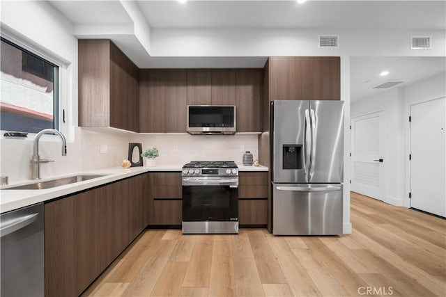 150 S Oak Knoll Ave Unit 103, Pasadena, CA 91101 - kitchen featuring appliances with stainless steel finishes, a sink, modern cabinets, light countertops, and recessed lighting