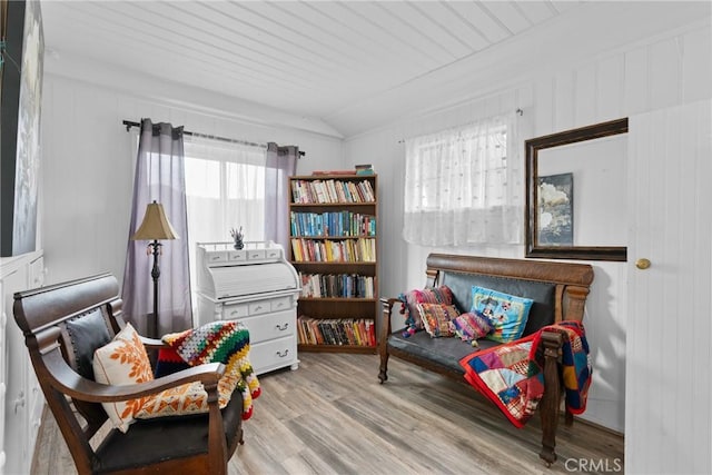 211 S K St, Lompoc, CA 93436 - living area with wood finished floors and lofted ceiling