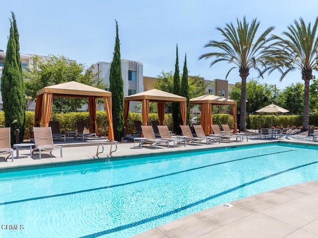 13124 Central Ave Unit 201, Hawthorne, CA 90250 - community pool with a gazebo and a patio
