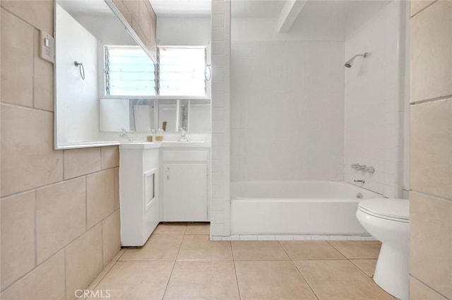 1507 4th St, Norco, CA 92860 - bathroom with tile patterned flooring, toilet, vanity, and shower / washtub combination