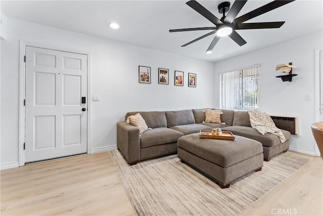 660 S Glassell St Unit 14, Orange, CA 92866 - living area featuring light wood-style floors, ceiling fan, recessed lighting, and baseboards