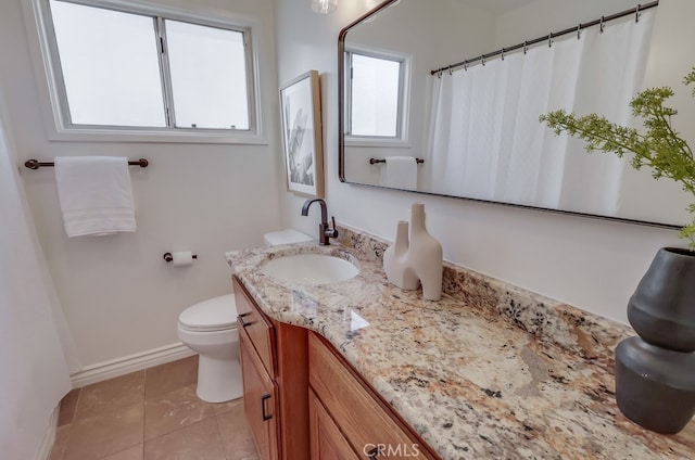 3562 N Studebaker, Long Beach, CA 90808 - full bath with vanity, toilet, baseboards, tile patterned flooring, and a shower with curtain