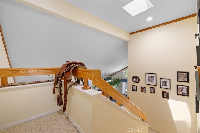 73 Mockingbird Ln, Templeton, CA 93465 - hallway with a skylight, baseboards, and recessed lighting