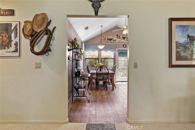 73 Mockingbird Ln, Templeton, CA 93465 - hall featuring lofted ceiling and wood finished floors