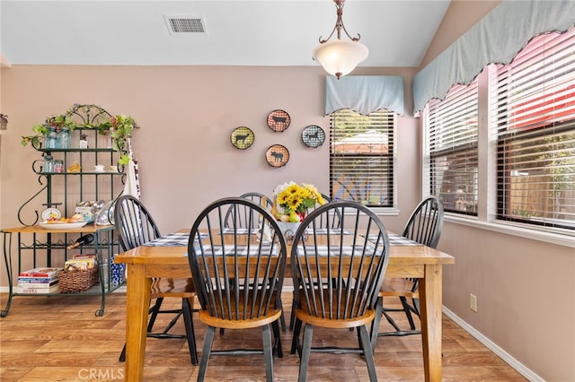 73 Mockingbird Ln, Templeton, CA 93465 - dining space featuring light wood finished floors, lofted ceiling, and baseboards
