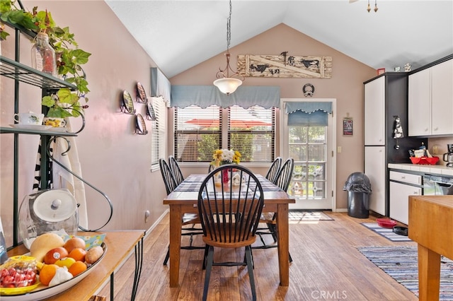 73 Mockingbird Ln, Templeton, CA 93465 - dining room with light wood-style floors and lofted ceiling