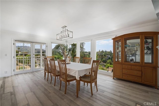 12235 Circula Panorama, North Tustin, CA 92705 - dining space featuring ornamental molding, light wood finished floors, and french doors