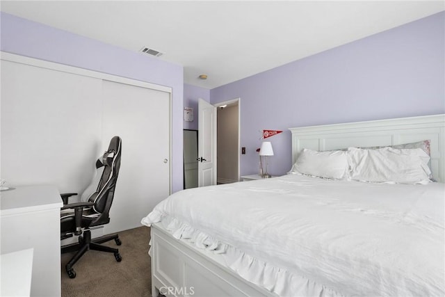18102 Flynn Dr Unit 4602, Canyon Country, CA 91387 - bedroom with dark colored carpet, a closet, and an office area